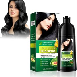 EHIOG Black Hair Dye Shampoo 3in1 – Haarfärbeshampoo gegen Graue Haare mit Arganöl, Farbshampoo für Männer & Frauen – Semi-permanente Schwarze Haarfarbe, 400ml