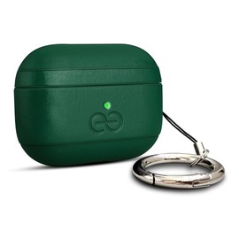 Dreem Om Case Cover with Keychain Clip Compatible with AirPods Pro 2, Protective One-Piece Hard Shell, Luxury Vegan Leather AirPod Pro Case with Separate Clip [Green]