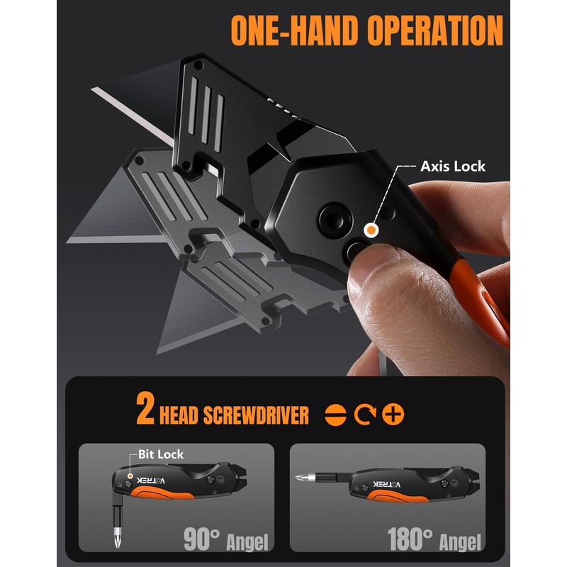 VOTREK 【4-in-1】 Multitool Folding Utility Knife Box Cutter, Navajas para