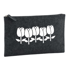 Huuraa Toiletry Bag Tulips Flower Gift 1 Litre Charcoal Felt Tulips Gift Idea