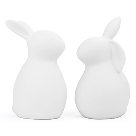 FHzytg Pack of 2 Easter Bunny Figures, Easter Bunny Ceramic Easter Decoration, Rabbit, Ceramic Rabbit Figures, Easter Bunny Figurine, Ceramic Rabbit Figures, Rabbit Sculpture for Easter Decoration
