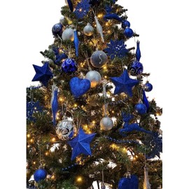 Simply Products 10 Droplet Baubles - Great Christmas Tree Decoration, Matte & Glitter Icicle Baubles (Royal Blue & Silver Glitter)