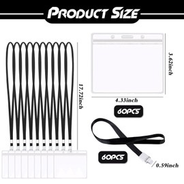 Ultimate Badge Holder Pack – 60 Transparent ID Badge Holders with Black Lanyards - Perfect for Multiple Applications Such as Men in Black Costume Accessories