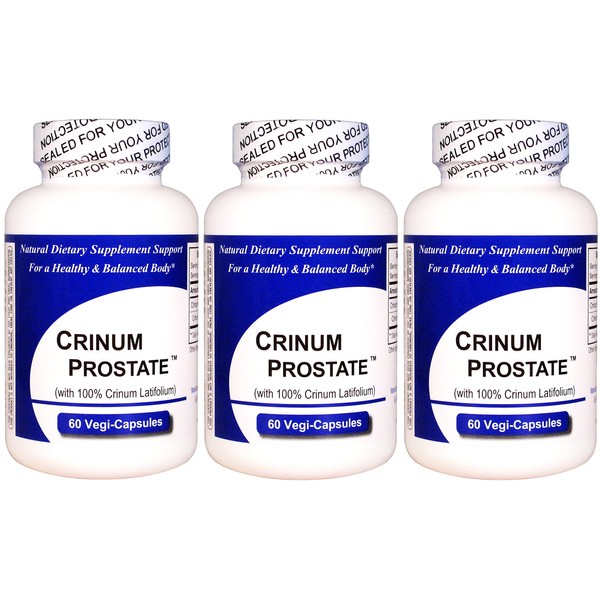 Crinum Prostate 3-Pack (60 Vegi Caps per Bottle) 100% Concentrated Vietnamese Crinum Latifolium, Contains NO Synthetic fillers Such as Silicon Dioxide, Talc, Magnesium Sterate, etc.