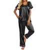 Ekouaer Women Nightwear Satin Two Piece Short Sleeve and Long