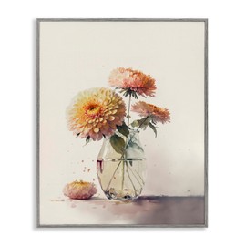 Stupell Industries Blooming Dahlias Painting Framed Giclee Art by Leah McLean