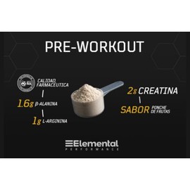 ELEMENTAL Pre Entreno con Creatina 300g Cafeína Natural Ponche de Frutas