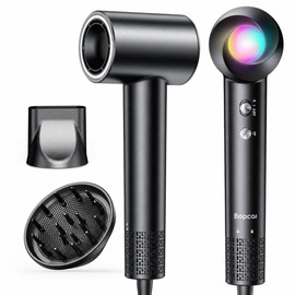 Bopcal Ionic Hair Dryer, 160000 RPM Brushless Motor, Smart Thermo-Control, Negative Ion Fast Drying, Quiet Lightweight Blow Dryer, Cold Air & 2 Heat Settings, for Home Travel Salon, Black