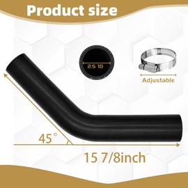 2.5 inch ID Fuel Filler Hose with 4 Clamps - (45 degree, 15 7/8" Long),Reinforced Gas Tank Hose
