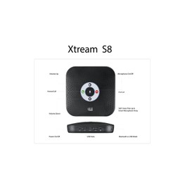 ADESSO Xtream S8 Conference Microphone Speaker: Bluetooth/Wired, USB 3.0 Hubs, AI Noise Reduction, 360° Voice Pickup - Optimal for Teams/Zoom Collaboration and Meeting Room Setup
