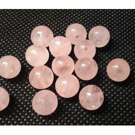 Pink Quartz/Quartz Gemstone Beads, 8 mm, 6 mm, 4 mm, Ball, Stone Pearl with Hole for Threading Pearl Necklace, Jewellery Beads Gemstone (4 mm, 25 Pieces)