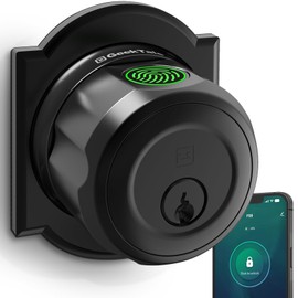 GeekTale Fingerprint Deadbolt, Smart Door Lock Deadbolt with App, Twist to Unlock & Lock, Built-in Rechargeable Battery, Easy Installation