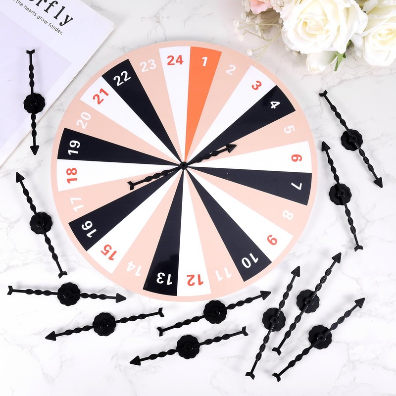 Pack of 12 Game Spinners, 13 cm Black Plastic Spinner