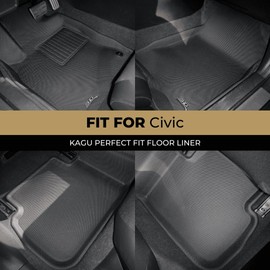 3D MAXpider Custom Fit Kagu Floor Mat (Black) Compatible with Honda Civic TYPE R 2022-2024 (w/o Rear USB Port) - Full Set