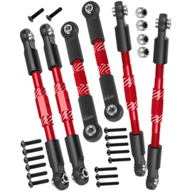 RCYouHott RC Aluminum Turnbuckles Camber Links Upgrades Part for 1/10 Slash/Rustler/Stampede/Jato/Hoss 4X4 4WD VXL,Turnbuckles Camber Links Hops Up,Red (#9027#9028#9029)