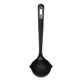 Fackelmann PRO Soup Ladle, Multi Functional Soup Spoon, Cooking Spoon, PBT Function Head, Soft Touch Handle, 32.5x10x9cm, Black & Grey