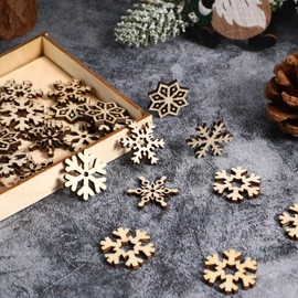 Snowflake Ornaments 50pcs Wooden Snowflake Ornament Unfinished Wood Snowflake DIY Christmas Tree Snowflake Cutout Decoration Xmas Snowflake Embellishment for DIY Craft Snowflake