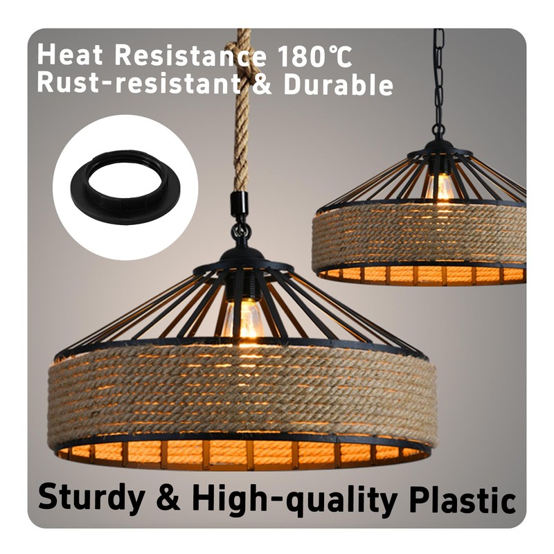 Runseaway 4Pcs E26 Lamp Shade Rings, Black Light Socket Ring