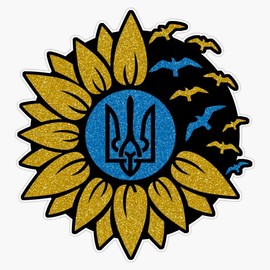 Ukraine Sunflower Trident Bumper Sticker Vinyl Decal 5"