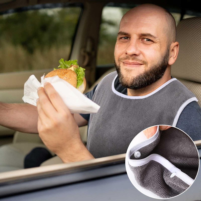 Jeere 10 Pcs Adult Bibs Washable Clothing Protector for Men