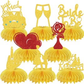 KEWUFD 8PCS Bridal Shower Honeycomb Centerpieces Bridal Shower Table Decorations for Wedding Anniversary Party Decoration Supplies