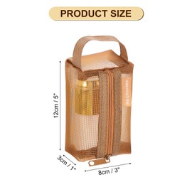sourcing map Mini Zipper Mesh Bag 2" x 4", 3 Pcs Nylon Small Makeup Zipper Mesh Pouch Cosmetic Case Mesh Storage Bags for Earphone, Credit Card, Brown