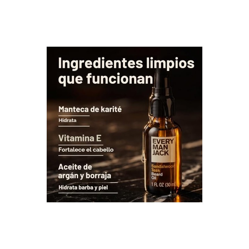 Every Man Jack Beard Oil, Sandalwood, 1.0-ounce