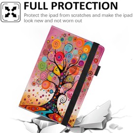 Pudiceva Universal 10 10.1 Inch Android Tablet Case,Slim Folding Stand Cover for All 9"-10.5" Touchscreen Tablet Case with Stylus Pen Holder,Dream Tree 02