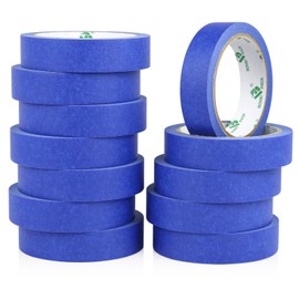 BOMEI PACK Blue Masking Tape Decorative Writable Blue Painters Tape for Arts & Crafts,12 Rolls Pack, 24mm x 20m Per Roll
