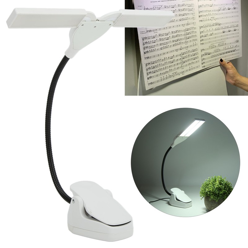 Music Stand Light LED Rechargeable Bendable Professional Design White Lamp