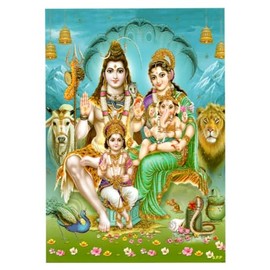 Lord Shiv Parvati Ganesh Kartikay Nandi Poster Home Office Temple… (Shiv Parivar)