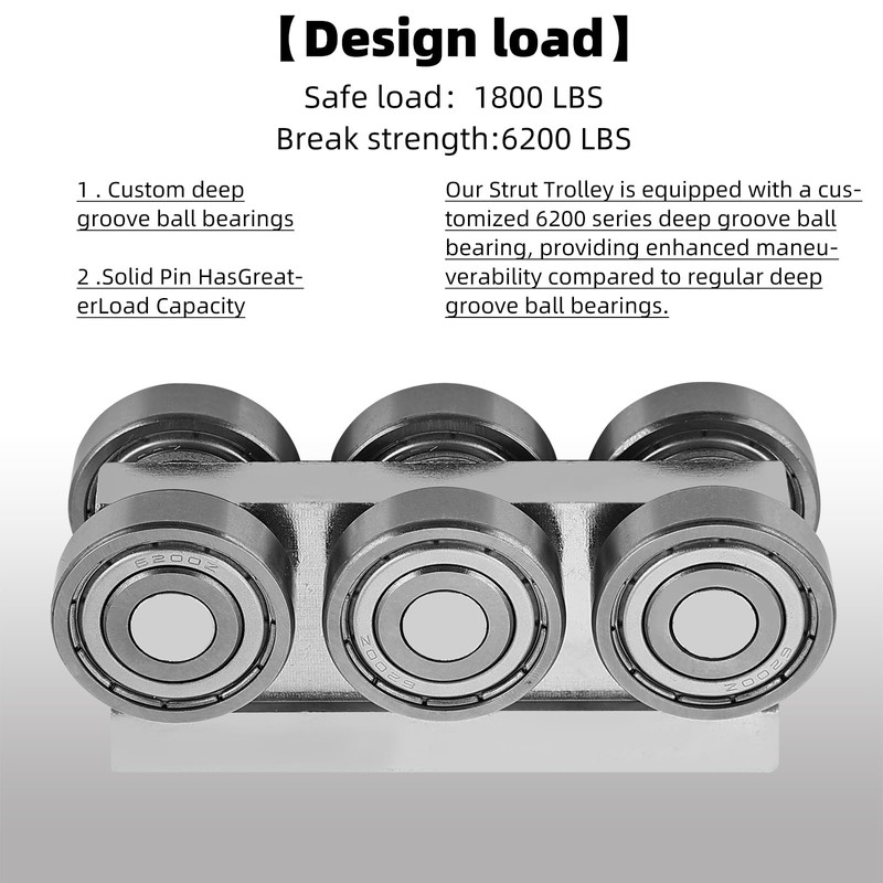 6 Wheel Trolley Assembly M5 Thread Rollers Four Bearing Trolley