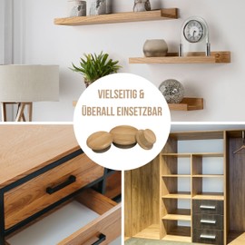 Heimatspäne Cover Caps for Drill Holes Oak in Various Sizes [Pack of 8] - Screw Cover Wood Naturally Oiled for Push-in - Drill Hole Cover Caps as Blanking Plugs [Diameter 30 mm]