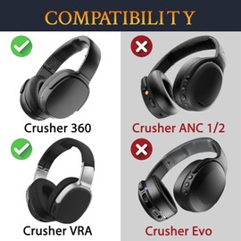 SOULWIT Ersatzpolster Ersatz Ohrpolster für Skullcandy Crusher 360/VRA(S6MBW-J373) Over-Ear Kopfhörer, Ohrpolster mit Geräuschisolierungsschaum