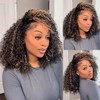 Kinky Curly wig Half Wig Human Hair Drawstring Balayage Highlight Ombre No Lace Glueless Wear Go Wig Drawstring Invisible Hairline Beginner Friendly For Women Flip Over Clip In 250% Density 18Inch