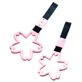 HTharros Car Hanging Leather Sakura Shape Interior Accessory Cherry Blossom Pink Car Handrail Decoration Dress Up Old Car Street Racer Passenger Seat Pink 2 Pieces