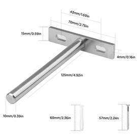 YEYIT 4 Pcs Floating Shelf Fixings 5 Inch Galvanized Solid Steel Hidden Blind Support, Heavy Duty Floating Shelf Brackets for Wall Mounted Backdrop Concealed Wall Shelf Wood Shelves(Silver)