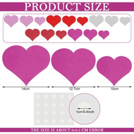 Engrowtic 90 Pcs Glitter Paper Heart Cutouts Valentine's Day Glitter Hearts Classroom Bulletin Border Decoration Cutouts Red Pink White Hearts Cutouts for Valentine's Day Party Decoration