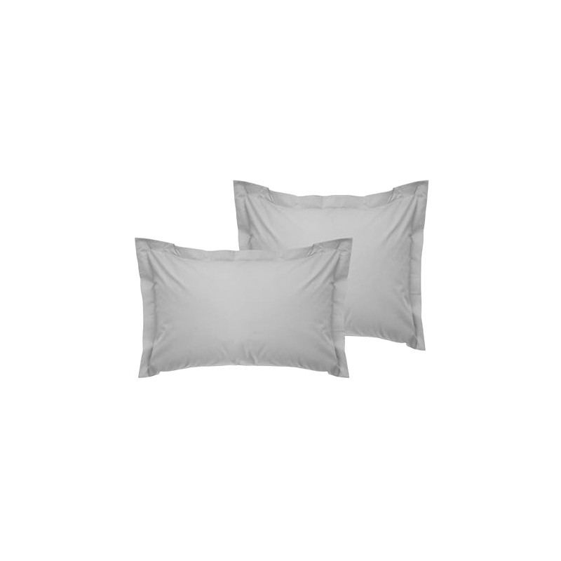 Luxurious Oxford Satin Pillowcase Set (2 Pieces), Light Grey, 80