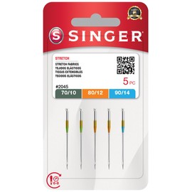 SINGER Stretch Sewing Machine Needles – Size 70/10, 80/12, 90/14-5 Pack