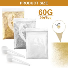60 g Glitter for Crafts Glitter Powder Fine Christmas Crafts Candles Glitter Powder Glitter Powder for Nails Face Makeup Card Crafts Nail Art Gold Silver White