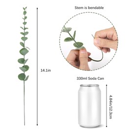 CEWOR 36pcs Eucalyptus Stems Decor 14.1 Inch Artificial Eucalyptus Leaves Faux Greenery Branches for Wedding Centerpiece Flower Floral Arrangement Farmhouse Home Decoration