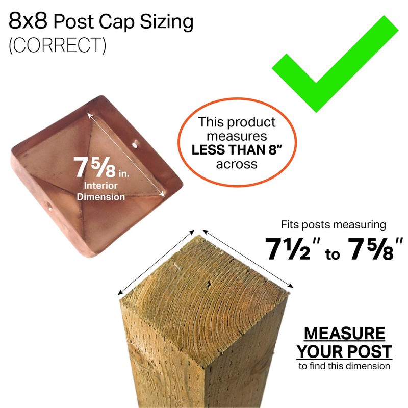 Copper Pyramid Post Caps (2-Pack) - Extended Lip - Solid