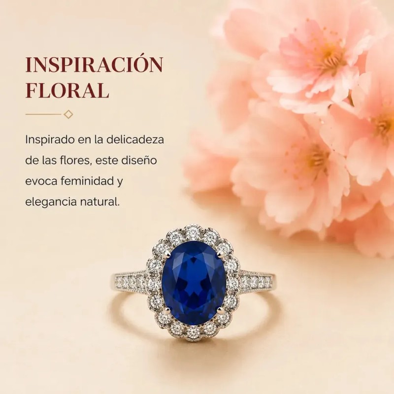 anillo de compromiso plata - Anillo Compromiso Ajustable Zafiro Azul