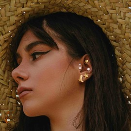 6 Pairs Mini 18K Gold Plated Cowgirl Boots Star Heart Stud Earrings Set for Women Tiny Cubic Zirconia Stainless Steel 2 to 4 mm CZ Studs for Multiple Piercings Cartilage Earrings Jewelry J