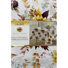 Colordrift Fall Autumn Thanksgiving Tablecloth (Sunflower Season, 60 x 84)