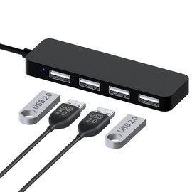 MMOBIEL 4-Port USB 2.0 Ultra Slim Data Hub Adapter Black
