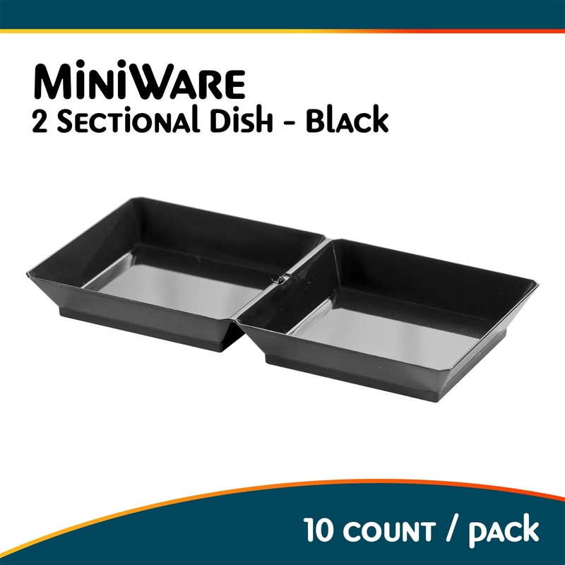 Blue Sky MiniWare Black 2 Section Dish - Premium Disposable