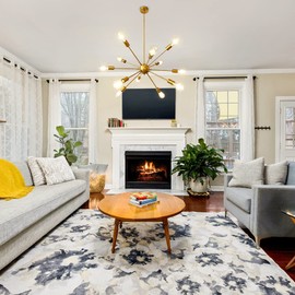 LynPon Gold Sputnik Chandelier, 12 Lights Plating Golden Light Fixture Hanging Mid Century Chandeliers Brass Ceiling Light Fixtures Pendant Light for Foyer Living Room Dining Room Entryway Bedroom