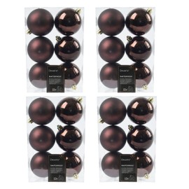 48 brown christmas baubles - black truffle baubles christmas decorations - christmas tree hanging ornament - 60mm 6cm baubles - matte shiny set.
